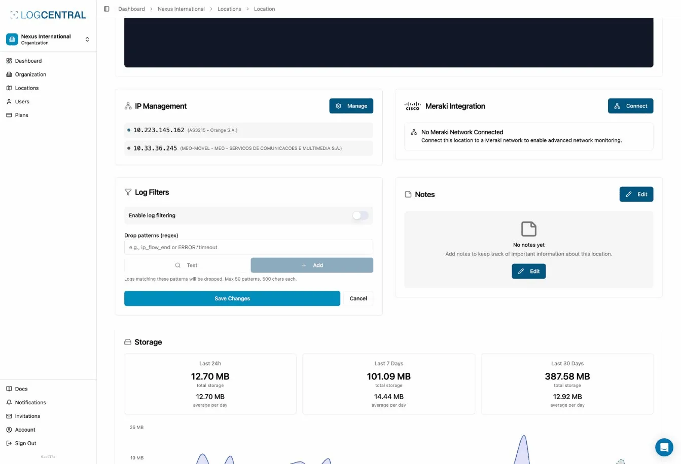 Log Filtering Interface